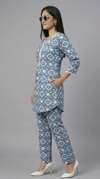 Powder Blue Ikat Print Coord