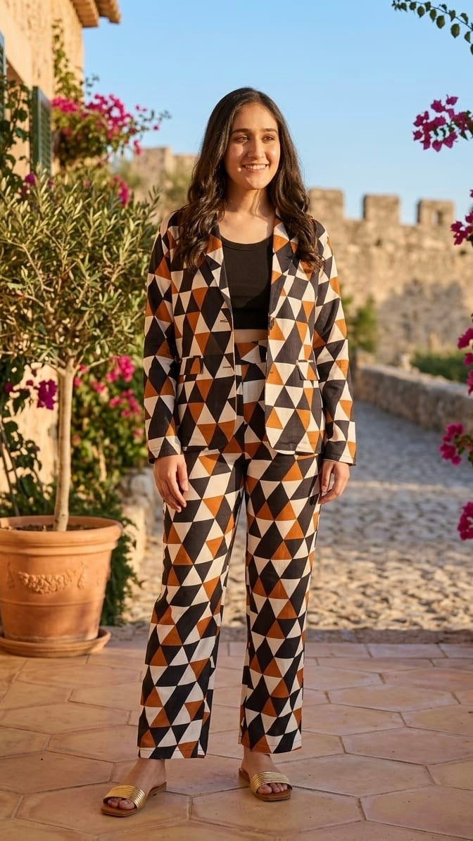 Geometric Harlequin Blazer Coord