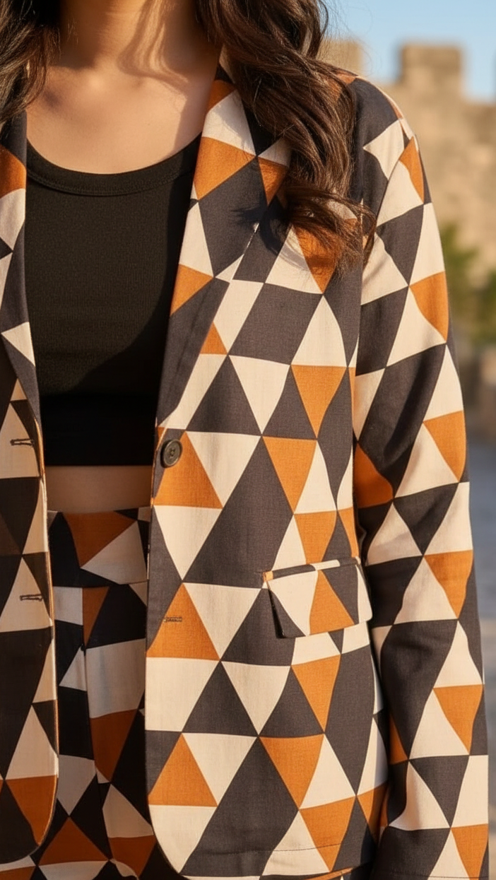 Geometric Harlequin Blazer Coord