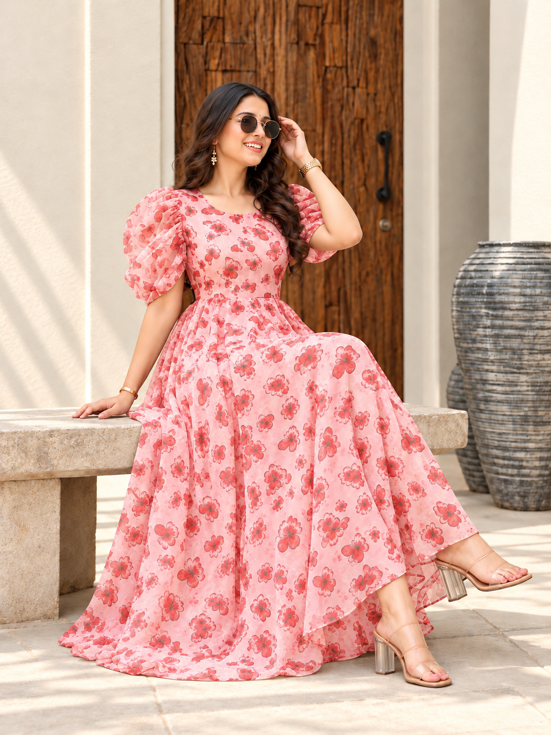 Pink A Line Maxi Dress