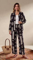 Charcoal Black Abstract Graphic Print Set