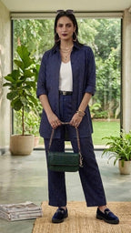 Indigo Blue Minimalist Dotted Stripe Set