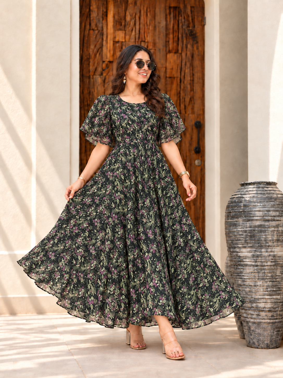 Blank n Green Line Maxi Dress