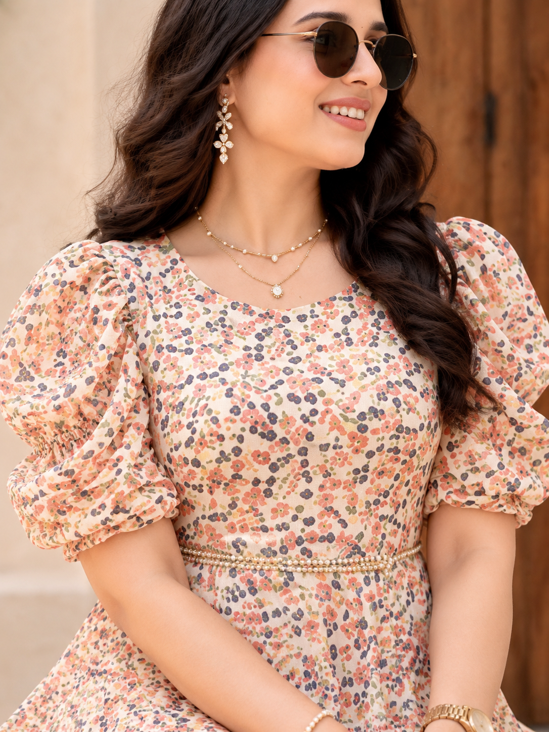 Beige A Line Dress