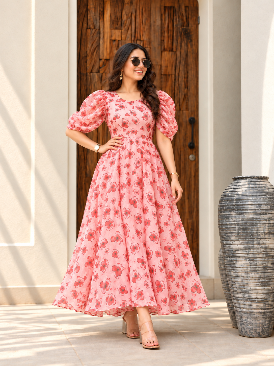 Pink A Line Maxi Dress