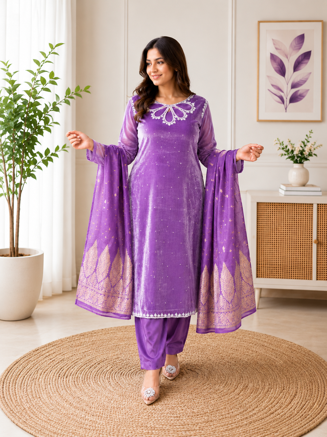 Kivoz Coral Embroidered Kurta Set with Dupatta for Women