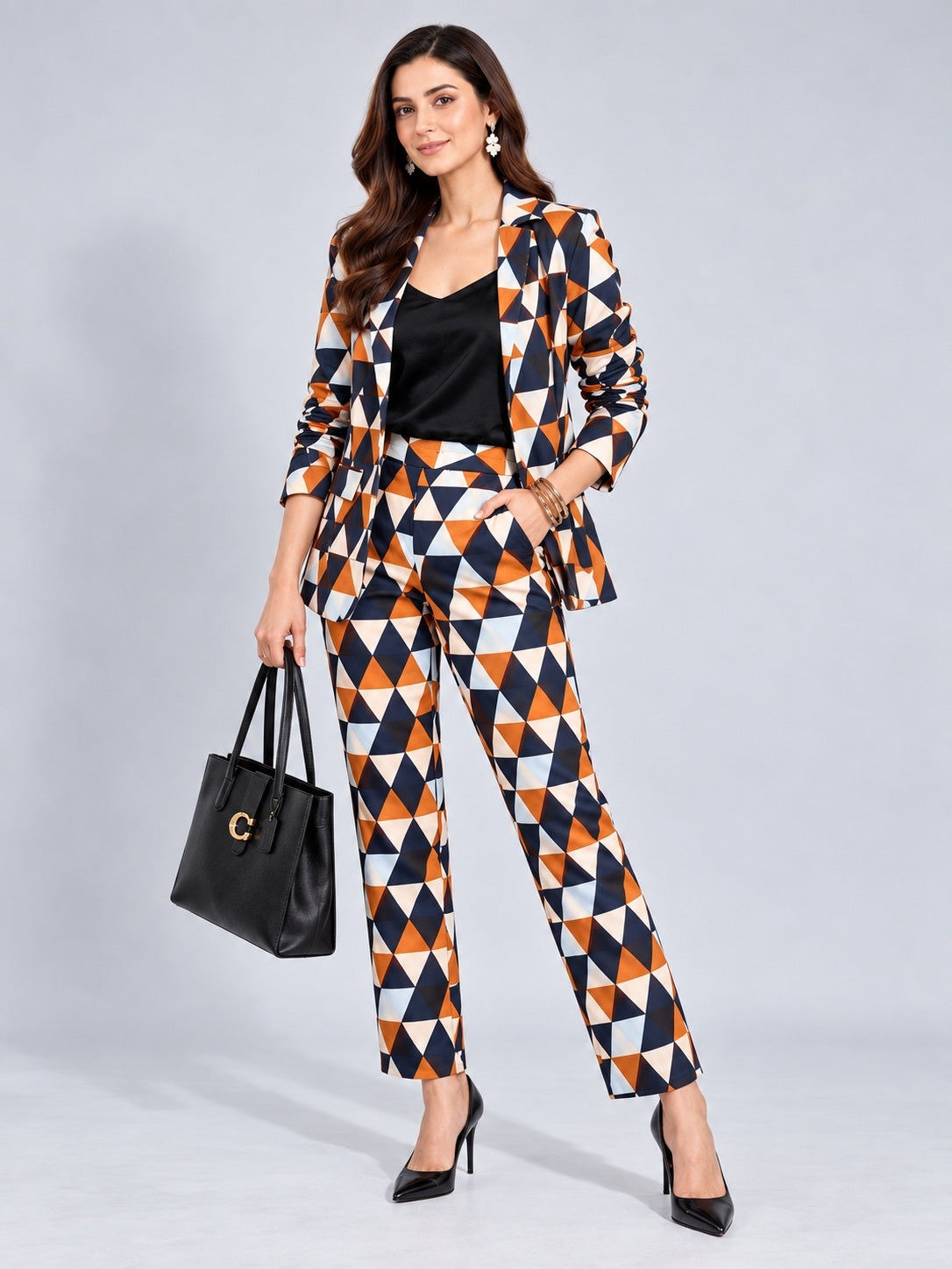 Kivoz Geometric Print Blazer Coord